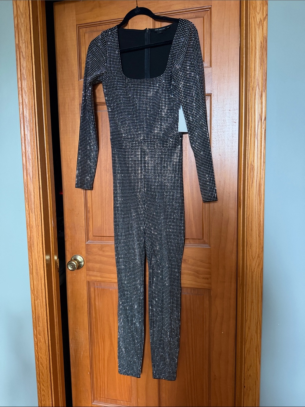 Black Rhinestone Jumpsuit with Scoop Neck